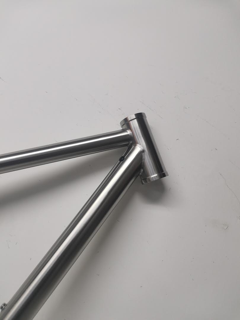 Titanium head tube and weld detail from a DERA development frame